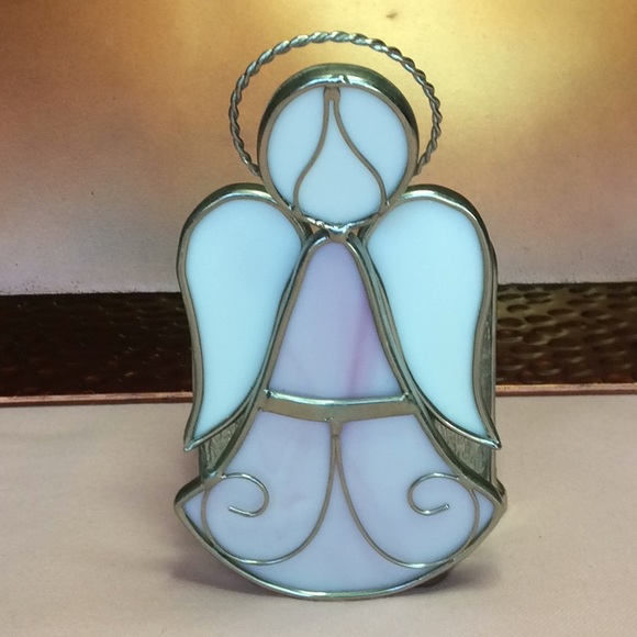 FINAL SALE PRICE Stain Glass Angel & Christmas Tree Votive Holders - Picture 2 of 6